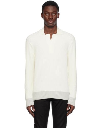 Zegna Polo blanc cassé à col ouvert - Noir