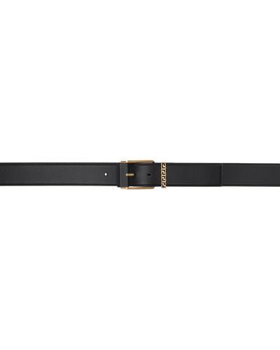 Versace Greca Accent Leather Belt - Black