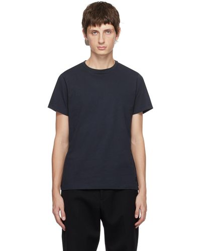 Jil Sander T-shirt bleu marine à logo brodé - Noir