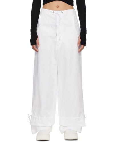 Dion Lee White Eyelet Tie Trousers