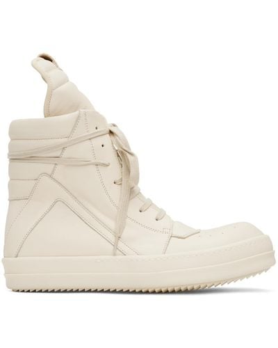 Rick Owens Geobasket Lace-up Leather High-top Trainers - Natural