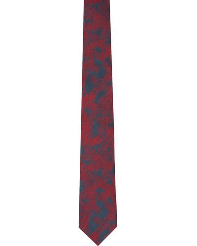 Vivienne Westwood Cravate bleu marine et rouge à motif à orbes - Noir