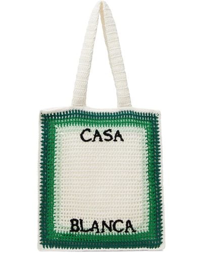 Casablancabrand Cabas blanc et vert en crochet - Multicolore