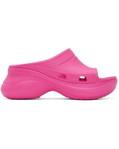 Balenciaga Pink Crocs Edition Pool Slides - Black