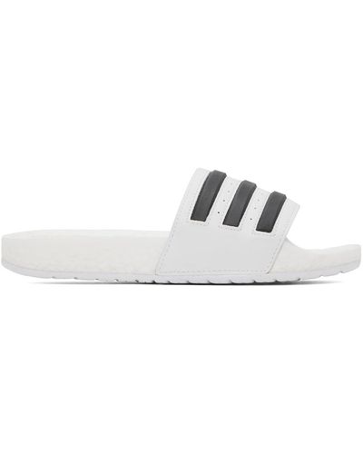 adidas Originals Sandales adilette blanches à semelle boost - Noir