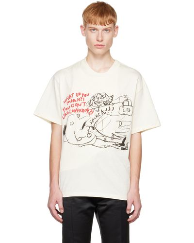 Charles Jeffrey Off- 'Charles And The Worms' T-Shirt - Natural
