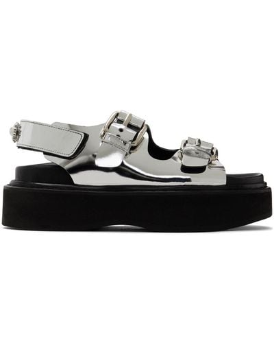 Simone Rocha Silver Pearl Daisy Platform Sandals - Black