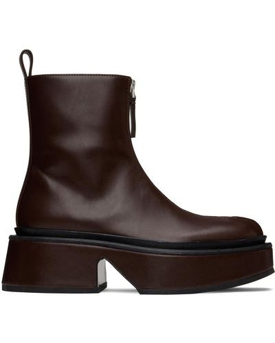 Jil Sander Wedge Platform Boots - Brown
