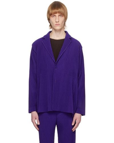 Homme Plissé Issey Miyake Homme Plissé Issey Miyake Navy Tailored Pleats 1 Blazer - Purple