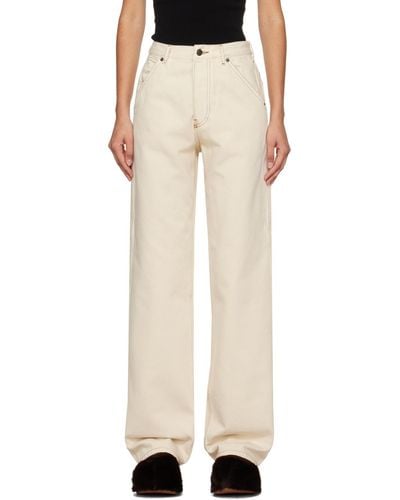 Dries Van Noten Off-white Patch Pocket Jeans - Natural