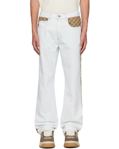 Gucci gg Detail Washed Organic Cotton Jeans - White