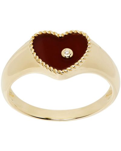 Yvonne Léon Baby Chevaleire Cœur Agate Ring - Metallic