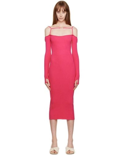 Jacquemus La Robe Sierra Ribbed Midi Dress - Pink