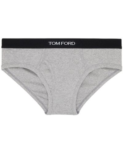 Tom Ford Slip gris à coupe classique - Noir
