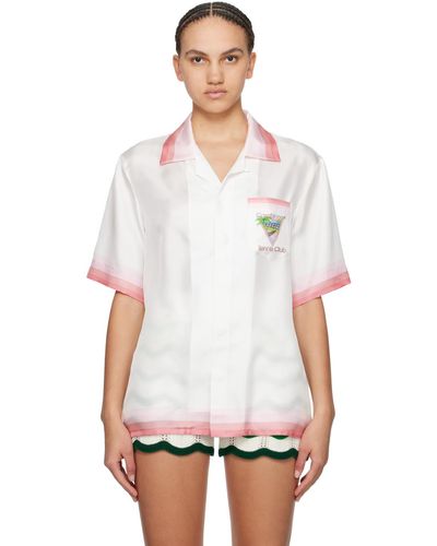Casablancabrand Chemise 'tennis club' blanc et rose à images à logo