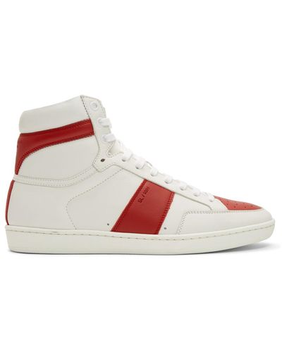 Saint Laurent White And Red Court Classic Sl/10 High-top Sneakers