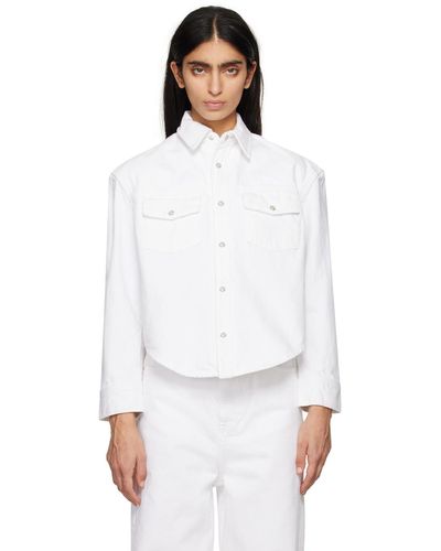 Wardrobe NYC Blouson blanc en denim à boutons-pression