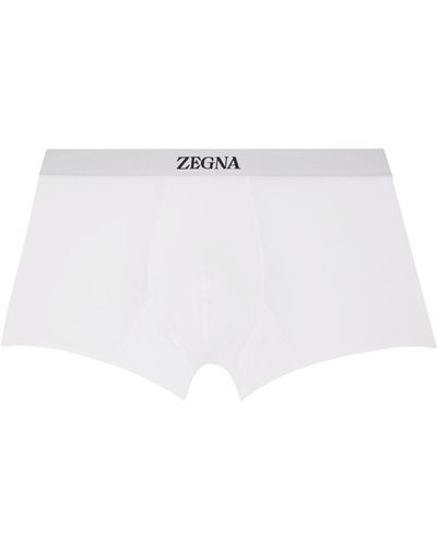 Zegna Boxer blanc à logo en tricot jacquard - Noir