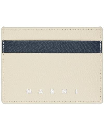 Marni Off-white & Navy Saffiano Leather Card Holder - Black