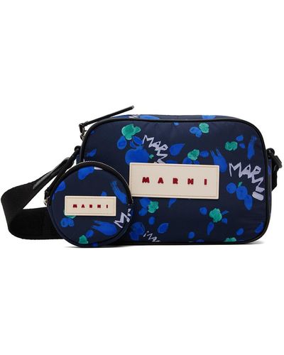 Marni Sac caméra rembourré bleu marine - Noir