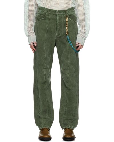 Song For The Mute baggy Curved Jeans - Green