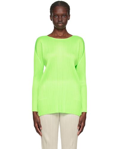 Pleats Please Issey Miyake T-shirt à manches longues monthly colors september vert