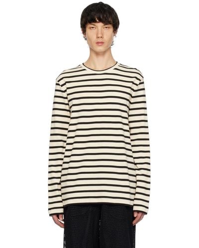 Jil Sander Off-white & Black Striped Long Sleeve T-shirt