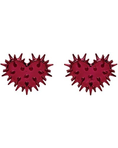 Hugo Kreit Boucles d'oreilles graphiques roses à clous exclusives à ssense - Rouge