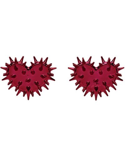 Hugo Kreit Ssense Exclusive Spiky Heart Earrings - Red