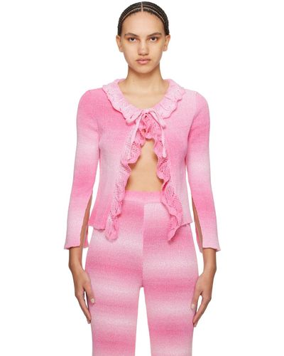 MSGM Pink Self-tie Cardigan