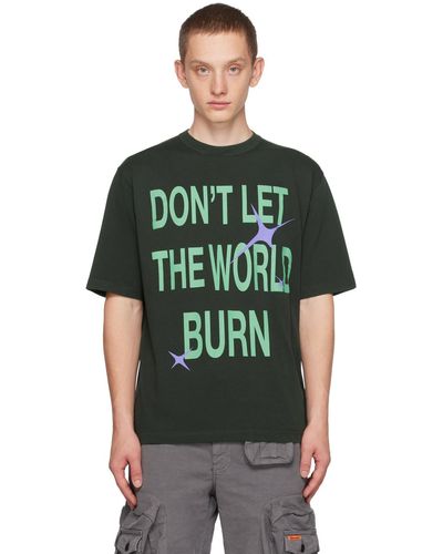 Heron Preston T-shirt burn kaki - Vert