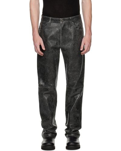 Guess USA Black Cracked Leather Pants