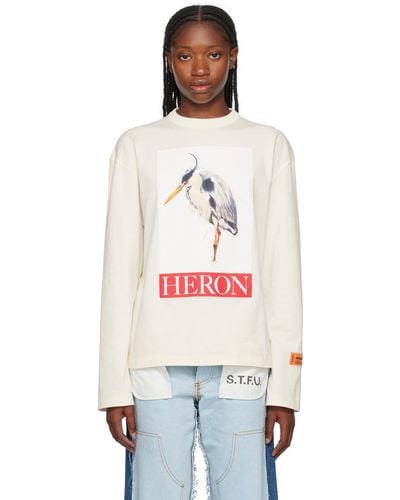 Heron Preston オフホワイト Heron Bird Painted 長袖tシャツ - ブラック