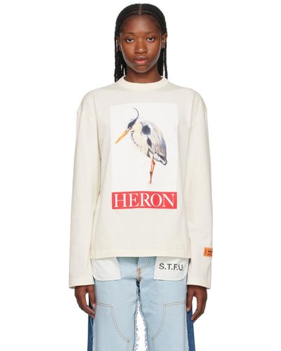Heron Preston T-shirt à manches longues blanc cassé à image - Noir