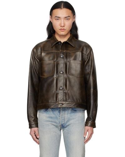 John Elliott Thumper Leather Jacket - Black