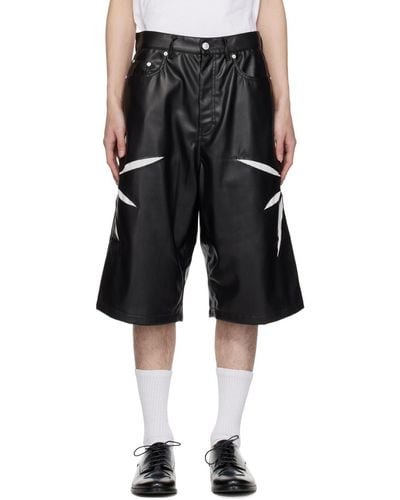 Kusikohc Origami Cut-Out Faux-Leather Shorts - Black