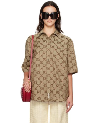 Gucci Maxi GG Canvas Shirt, Size 58, Beige, Ready-to-wear