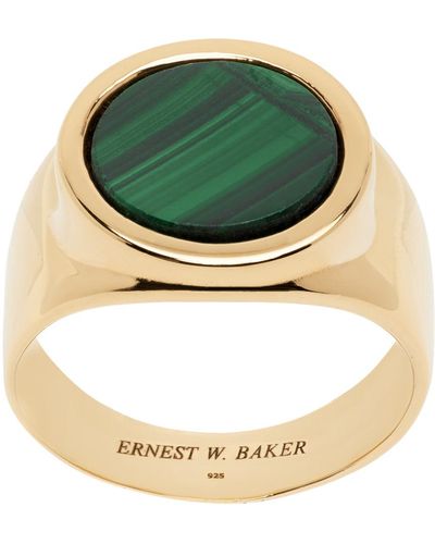 Ernest W. Baker Bague dorée à malachite - Métallisé