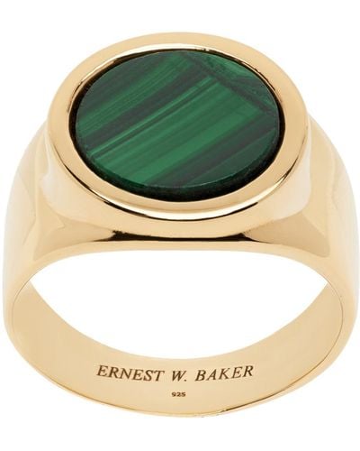 Ernest W. Baker Malachite Stone Ring - Metallic