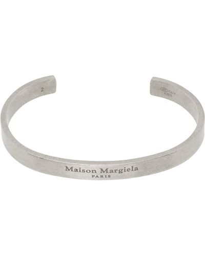 Maison Margiela Bracelet argenté à logo - Noir