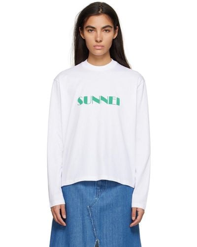 Sunnei Off- Printed Long Sleeve T-shirt - White