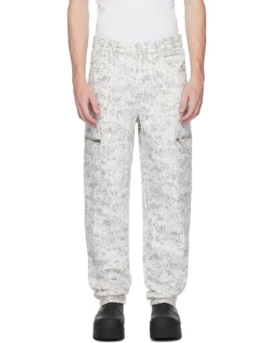 Givenchy White & Grey Destroyed Denim Cargo Pants