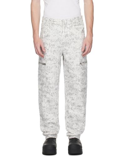 Givenchy Pantalon cargo blanc et gris en denim à effet usé