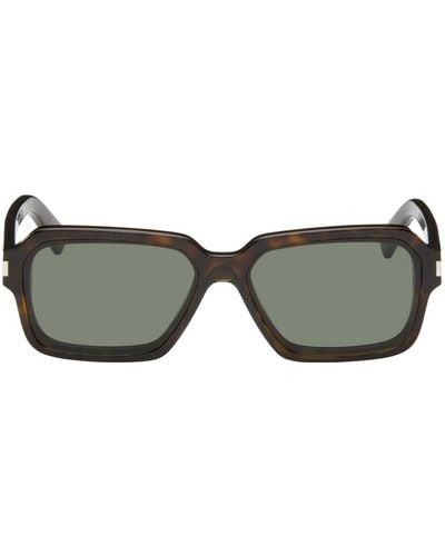 Saint Laurent Tortoiseshell Sl 611 Sunglasses - Black