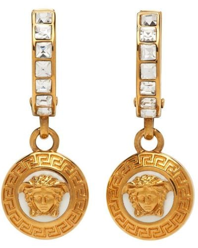 Versace Gold Crystal Medusa Earrings - Metallic