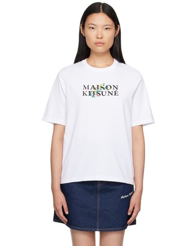 Maison Kitsuné T-shirt blanc à image à logo