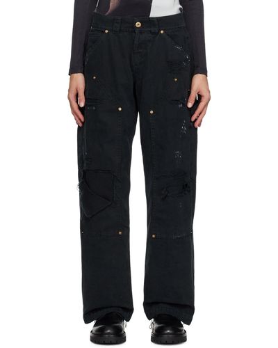 VAQUERA Distressed Cargo Pants - Black