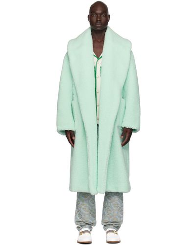 Casablancabrand Manteau vert en peau retournée synthétique à ceinture