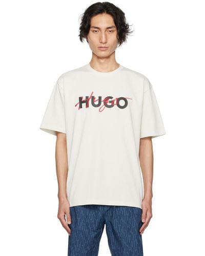 HUGO ーン ロゴ刺繍 Tシャツ - ホワイト