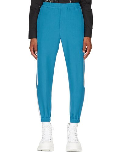 Alexander McQueen Pantalon de survêtement bleu en viscose